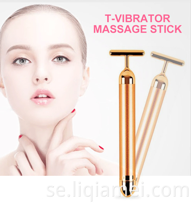 Mini Electric Vibration 24k Gold Bar Facial Massager Energy Beauty Bar